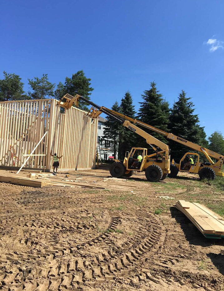 Raising exterior wall frame for a future home